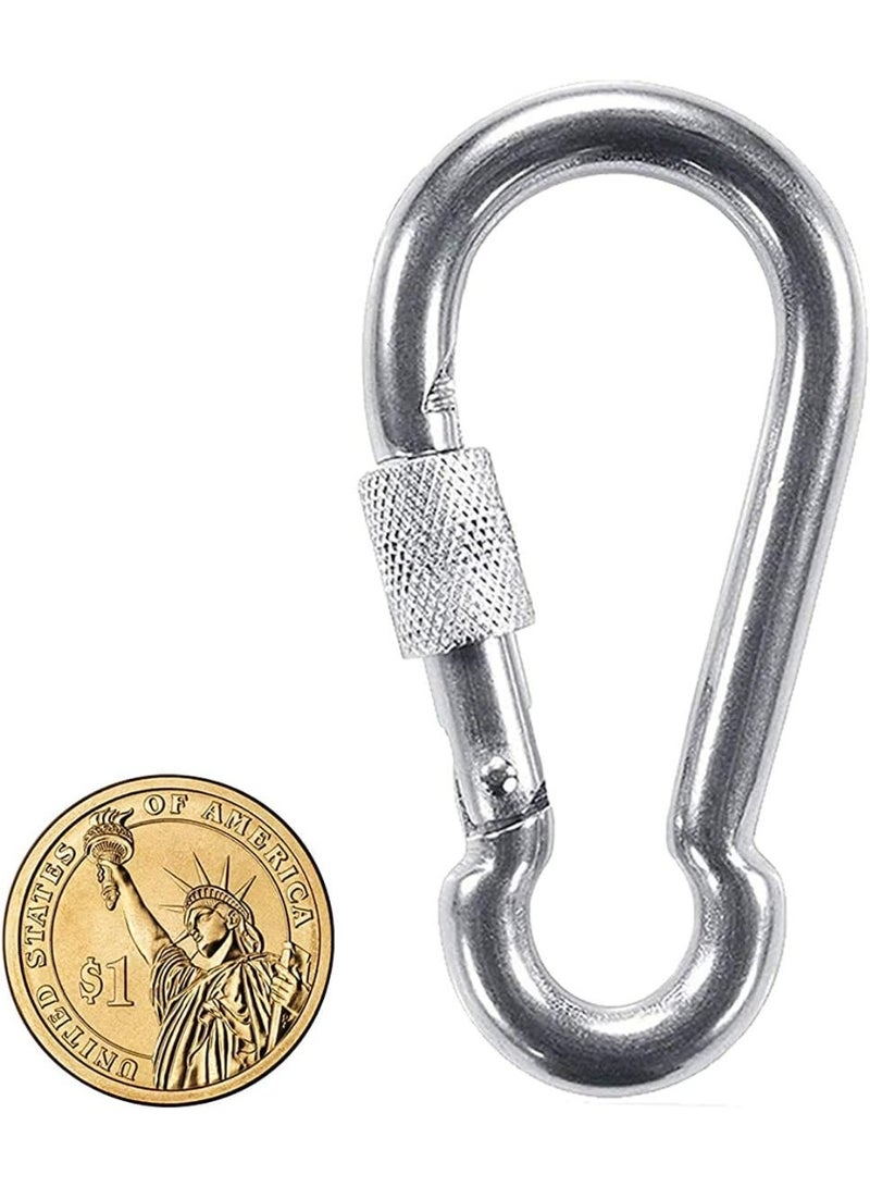 Vok 2Pcs Stainless Steel Spring Snap Key Chain Clip Hook Screw Gate Buckle with Screw Gate Lock for Home,Outdoor Camping,Hiking Fishing,Traveling,Backpack - Image 1